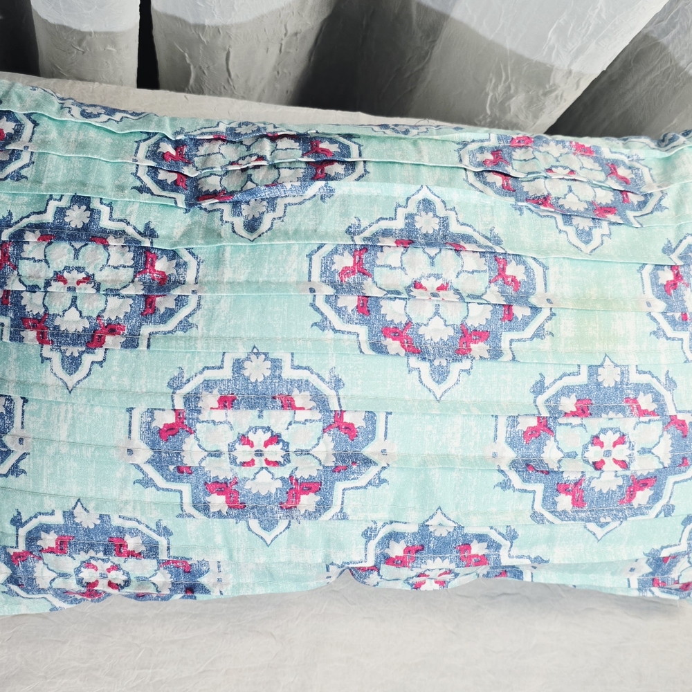Decorative Blue and Red Patterned Pillow